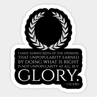 Ancient Rome - Motivational Inspiring Cicero Quote On Glory Sticker